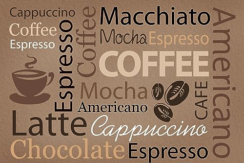 Queence | Küchen Spritzschutz Coffee 80x50x0,3 cm | Küchenrückwand | Alu-DiBond | Fliesenschutz für den Herd und Spüle | Küchenfliesen | Fliesenspiegel | Rückwand