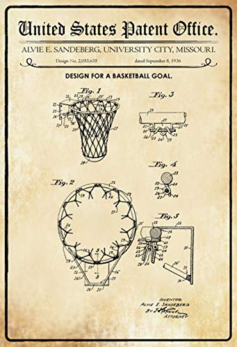 Ontrada Blechschild 30x40cm gewölbt Patent Entwurf Basketball Korb 1936 Schild