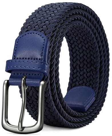 LAKIDAY Flechtgürtel aus Stoff, Elastischer Stretchgürtel für Damen und Herren Blau 120 cm Hochwertig & Bequem Breite 3.5 cm