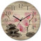 ARTLAND Wanddeko Wanduhr ohne Tickgeräusche aus Holz Funkuhr lautlos rund Ø 30 cm Schwarze Steine und Pinke Orchidee T6BI Wellness Zen Bilder Stein