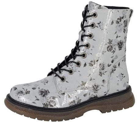 Cipriata Annetta - Botas altas para mujer, con cordones, cremallera y 8 ojales, gris, 39 EU