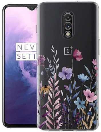 Kaywzo Hülle für OnePlus 7,Transparent TPU Handyhülle mit Gemälde Blume Muster,Ultradünn Stoßfester Schutzhülle,Schön Silikon Cover Case-4
