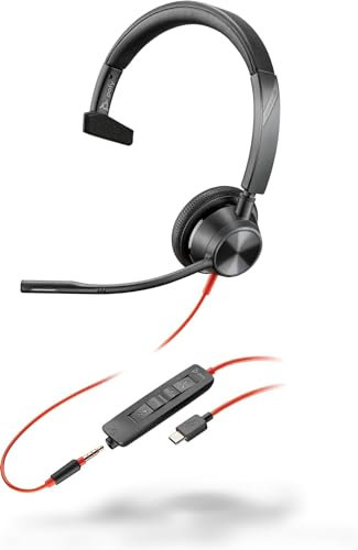 Poly Blackwire 3315 - Blackwire 3300 Series - Casque - on-Ear - Filaire - Réduction Active du Bruit - Prise 3,5 mm - USB-C - Noir