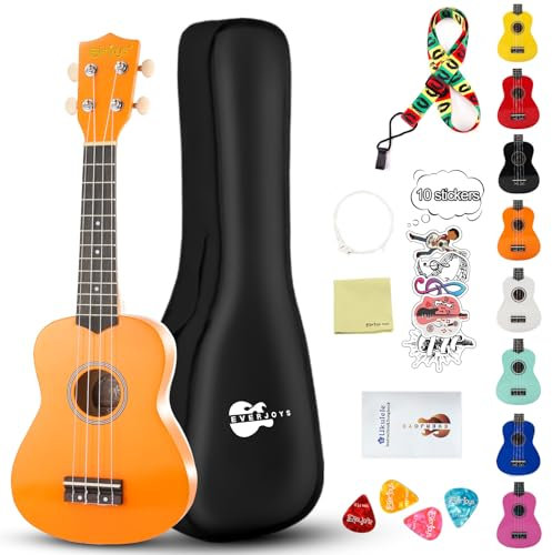 Sopran-Ukulele Anfängerset für Kinder Erwachsene Studenten mit kostenlosem Online-Unterricht 21 Zoll Ukelele Gig Bag Strap String Stickers Songbook Pick Poliertuch, Rainbow Series Ukalalee