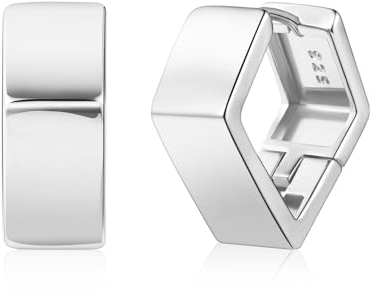 ALEXCRAFT Chunky Rhombus Ohrringe Silber 925 Creolen Eckig Damen Geschenk für Frauen Freundin Mama Mädchen