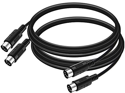 QuirkyLiving 2-Pack 3-Feet Male-to-Male 5-Pin DIN MIDI Cable for MIDI Keyboard, Electronic Piano, Electronic Drums, External Sound Card, Synthesizer, Sampler