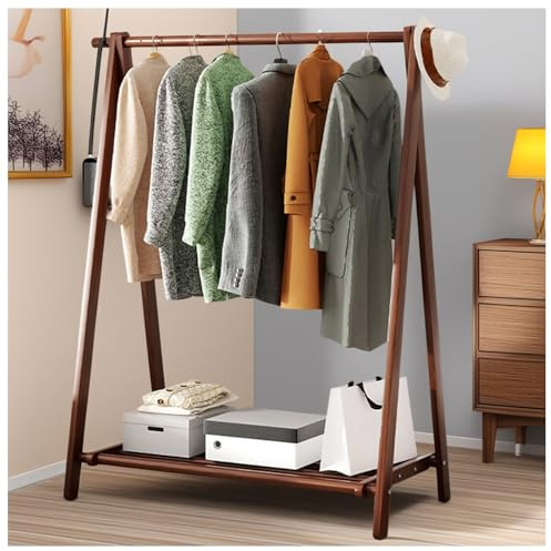 BEARQUN kleiderständer aus Holz - kleiderständer aus Massivholz mit Hutablage - Garderobenständer mit Haken - kleiderständer klappbar - bis 80 kg - für Flur, Wohnzimmer - 60/80/100/120CM
