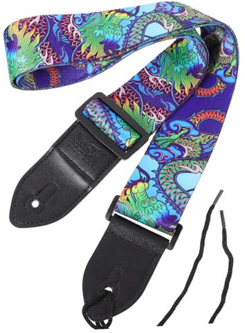 VICASKY Bedruckter Gitarrengurt Gitarrenteile Sopransaxophon Schicker Gitarrengürtel Verstellbare Träger Slash Gitarrengurt Gitarrengurt Klassischer Bass Schultergurt