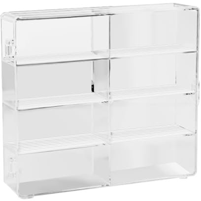 POTRUWE 2 Stück Modell-Spielzeugauto-Vitrine Im Maßstab 1:64, 8 Fächer, Durchsichtige Auto-Aufbewahrungsbox, Auto-Vitrine mit Durchsichtiger, Aufsteckbarer