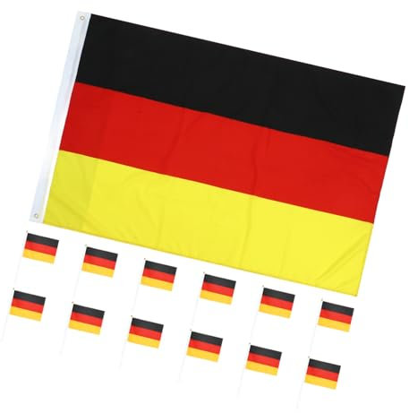 MERRYHAPY 13 Pezzi Bandiera della Germania Bandiere Sventolanti a Mano Mini Decorazioni Bandierine Bandiere Portatili per Eventi Sportivi