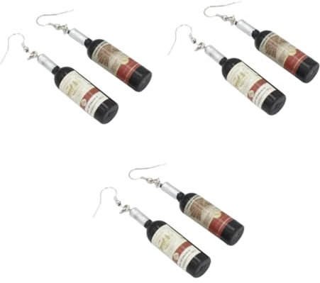 BESTYASH 3 Pairs Ear Jewelry Earrings Trendy Water Bottle Earrings Wine Bottle Earrings Wine Bottle Ear Hooks Drink Earrings Beer Bottle Earrings Vintage Pendant Earring Ear Drop Black