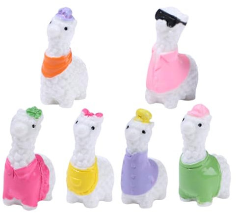GAROZATION 6stücke Miniatur Lamafigur Aus Strapazierfähigem Resin Kleine Gartenfiguren Für Außenbereich Dekorative Mini-tierfiguren Für Garten Balkon Auto Und Mikrolandschaften