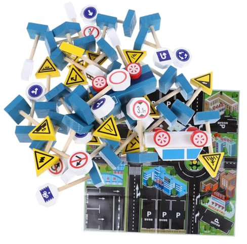 GARVALON Jouets de Blocs de Signalisation pour Garçons Et Filles Panneaux de Signalisation 2 Cartes pour La Maternelle Fêtes à Domicile Événements