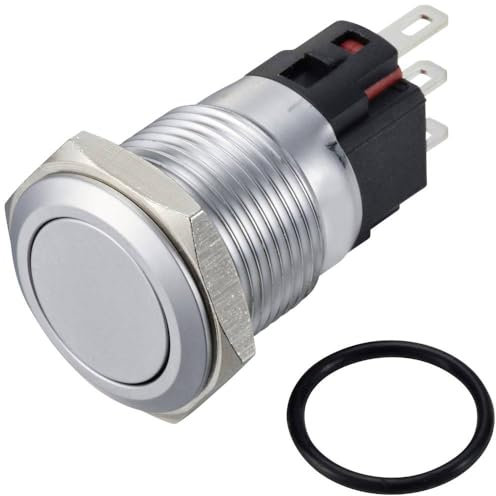 TRU COMPONENTS TC-12647492 Druckschalter 250 V/AC 3 A 1 x Aus/(Ein) IP65 rastend Edelstahl 1 St.