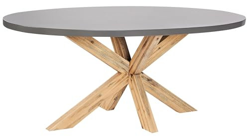 Beliani Tavolo da giardino moderno in cemento 190 x 100 cm Base in legno d'acacia Arredo da giardino stile moderno grigio legno chiaro