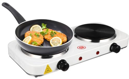 Cabilock Home Outdoor Cooking Stove 2000W Double Burner Electric Hot Plate Compact Portable Electric Cooktop
