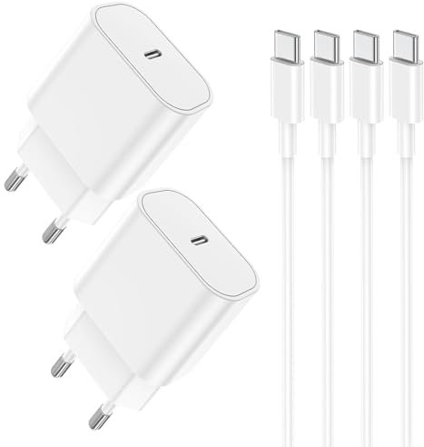2Pack Chargeur Rapide pour iPhone 16/15, 20W USB C Chargeur avec Cable USB C 2m pour Apple iPhone 16 Pro Max/15 Plus/16/15, iPad Pro 12.9, 11 inch/Mini, MacBook, Prise Adaptateur Secteur