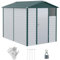 Outsunny 9 x 6FT Galvanised Metal Garden Shed, Galvanised Tool Storage Shed with Window Lockable Door, Sloped Roof, Outdoor Storage Shed for Garden, Patio, Green