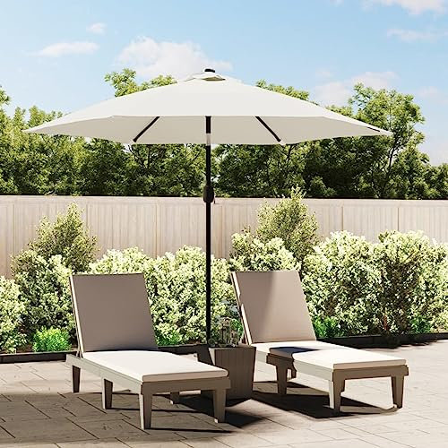 Homgoday Tela de Repuesto para sombrilla Blanco Arena 300 cm Sombrilla de Jardín,Protección UV Sombrilla Jardín Grande Orientable Jardín Parasol Balcón