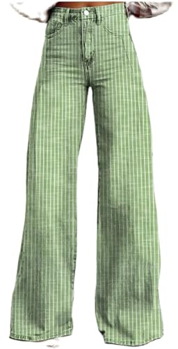 LYSINK Women Wide Leg Jeans Loose High Waisted Straight with Pockets Pants Summer Spring Casual Denim Long Trouser