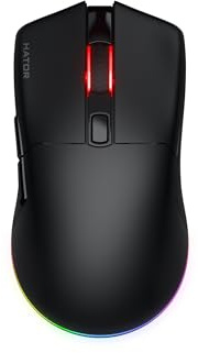 HATOR Pulsar 3 Souris Gaming sans Fil 11000 DPI, 2.4GHz/Bluetooth/USB, 68g, RVB, PTFE Glider, Câble Paracorde, Commutateurs Optiques 100M, Windows/Mac/Linux, Noir