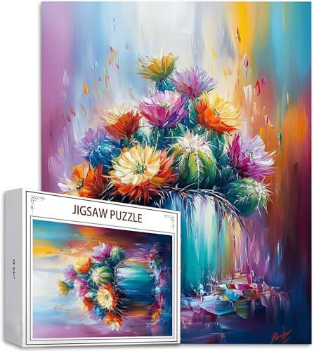 Puzzle 5000 Pièces Adultes Fleur Puzzle Enfant, Puzzles pour Adultes Jeu éducatif Défi Jouets, Puzzles Cactus à Faire soi-même pour Décoration Murale de la Maison, Jeux d'activités Familiales D-724