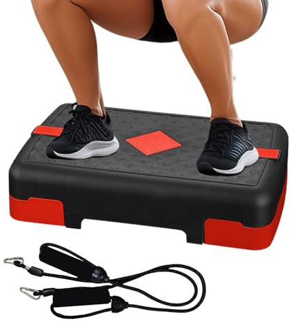 Aerobic Step - Training Aerobic Stepper | Verstellbare Riser | Nicht-Schlupf-Trainingstraining Schritt mit Riemen | Fitnessstudio -Trainingstiefbrett | Fitness -Stepper für Cardio -Übungen, Home