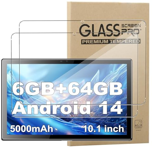 [2 Pack]Screen Protector for BYYBUO Android 14 Tablet/BYYBUO A10 Tempered Glass,Ultra Resistant,Anti Fingerprints,HD Clear,No Bubbles,9H Hardness Protector Film Tempered Glass Film,Transparent