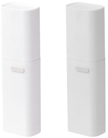 ZSUIQIN 2 Pezzi Custodia Spazzolino Denti,per Hotel & Viaggi(Bianco,Grigio) | Impermeabile e Antipolvere,Chiusura a Pressione,Facile da Trasportare,20×5,8×3,8 cm,per Spazzolini, Dentifricio & Posate