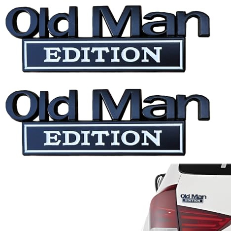 TILONKJ Old Man Auto-Emblem, 2 Stück, lustige Stoßstangenaufkleber | 3D-Metallabzeichen, langlebig, wetterfest, selbstklebend, ideal für Seitentüren, Kofferraum und Stoßstangen