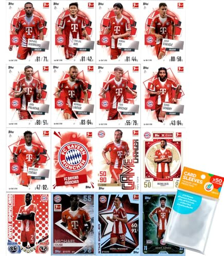 Bundle mit Topps Match Attax Bundesliga - 2025/26 - Mannschaftspaket - FC Bayern MÜNCHEN + Exklusive Collect-it Hüllen