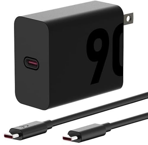 Motorola TurboPower - Cargador GaN de 90 W con cable USB-C a USB-C de 6.5 A marcado E para portátiles Moto Edge 30 Ultra, tipo C de alta potencia