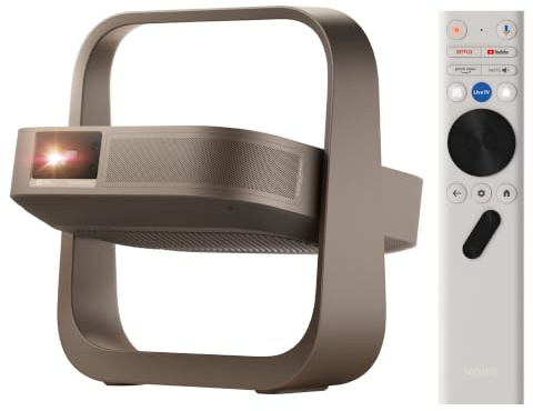XGIMI Elfin Flip 4K Proiettore Portatile, RGB Laser Triple, 1600 ISO Lumen | 4K UHD Nativo, Netflix e Google TV, Zoom Ottico 0.98-1.3:1, Auto Focus & Keystone, Harman Kardon, Home Cinema, Casa & Outdoor