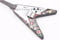 RGM59 – Miniaturgitarre inkl. Leder-Gitarrengurt, Motiv: Jimi Hendrix‘ „Flying V“