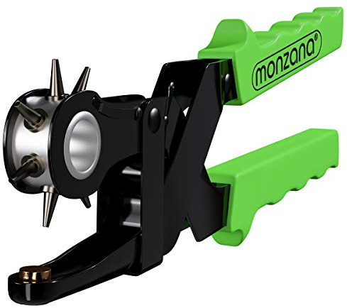 MONZANA® Lochzange Hebelübersetzung 6 Größen 2-4,5 mm Leder Revolverlochzange Gürtelzange Ösenzange Stanzeisen Lochstanzer