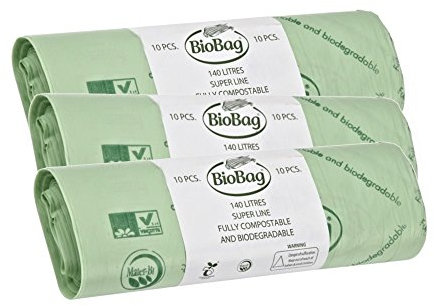 140 Litre x 30 BioBag Compostable Biodegradable Kitchen Food/Garden Waste Wheelie Bin Liner Bags/Sacks (140L) - Certified EN13432