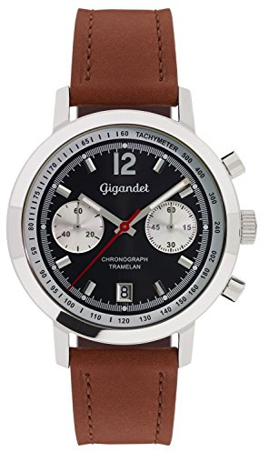 Gigandet Herren-Armbanduhr Chronograph Quarz Analog Leder braun Tramelan G10-006