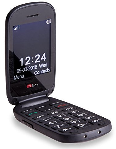 TTfone Lunar TT750 Big Button Simple Easy Clamshell Flip Mobile Phone Pay As You Go (Vodafone, Black)