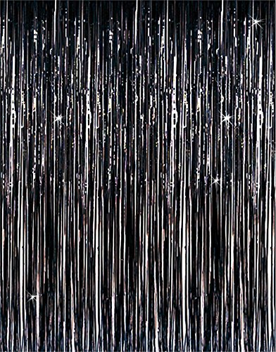Oblique Unique® Lametta Vorhang 92x245 cm (Schwarz)