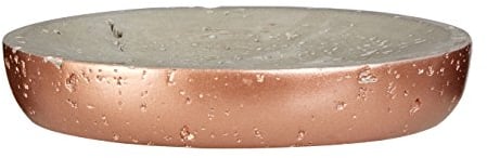 Premier Housewares Housewares Neptune Oval Soap Dish, Concrete, Grey/Copper, 11 x 14 x 3 cm