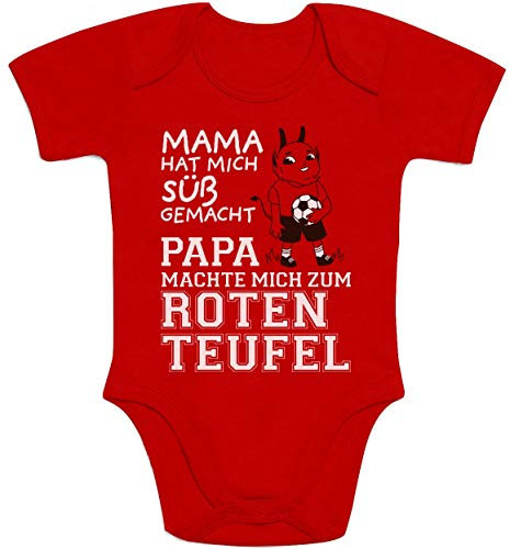 Shirtgeil Baby Body Kurzarm Kaiserslautern - Papa machte Mich zum Roten Teufel Strampler 0-3 Monate Rot