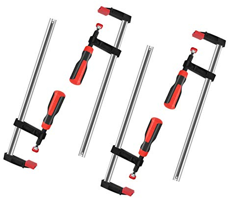 4-Piece Quick Grip F Clamps, Ratchet Bar Clamps, Quick Release One-Handed for Woodwork & Craft, 50x300mm, DIY