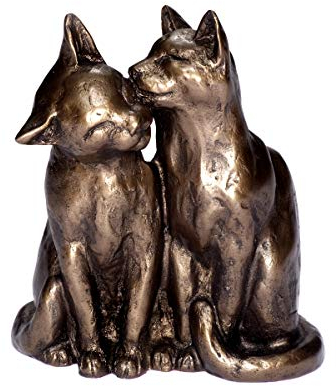 Brillibrum Design Figur Katze Bronze & Kunstharz Handarbeit Figur Dekofigur Katzenpaar Kunstharz Bronzefigur Katze Skulptur Samtpfoten (Variante 2)