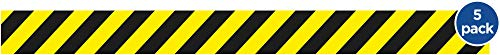 5 Fußbodenaufkleber, Linie, 85 x 7.5 cm, Gelb/Schwarz - Sicherheitsabstand Aufkleber - Halten Sie 1,5 m Abstand Aufkleber Warnschilder - Anti-Rutsch + Wasserdicht & UV-beständig