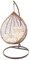 KIDEO Komplettset: großer Hängesessel mit Gestell & Kissen, Korbsessel, Poly-Rattan (Korb & Gestell: braun, Kissen: beige/Gemustert Nest (7050_travel))