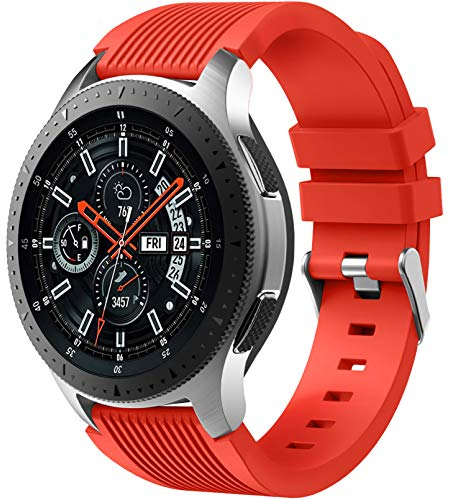Dirrelo Bracelet Compatible avec Samsung Galaxy Watch 3 45mm/Galaxy Watch 46mm/Huawei GT 2 46mm, 22mm Souple Silicone Sport Remplacement pour Samsung Gear S3 Frontier, Hommes Femmes, Rouge