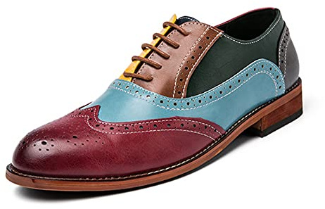 Zapatos de Vestir para Hombres Zapatos de Cuero con Cordones Transpirables de Corte bajo Coloridos Brogue Zapatos de Moda con Punta en Punta Oxford para Fiesta