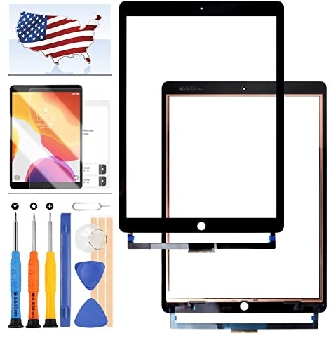 Kit de réparation d'écran tactile de rechange pour iPad Pro 12.9 2ème génération 2017 A1671 A1670 avec écran tactile en verre trempé + outils gratuits (écran non LCD) (Noir)