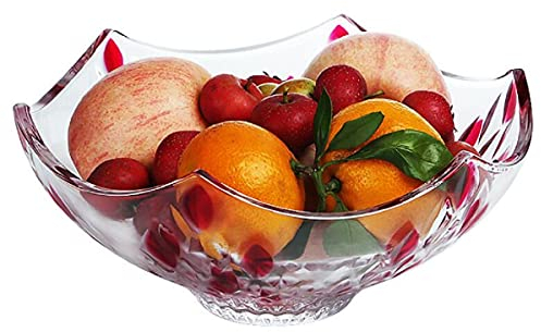 JUNYFFF Verre en Cristal Coupe De Fruits Ménage Maison Créative Table Basse Pot De Bonbons Salon Moderne Maison Créative, Transparent 24 * 12Cm