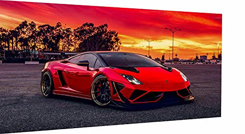 Magic Canvas Art - Bilder Autos Sportwagen Lamborghini Leinwandbild 1- teilig Hochwertiger Kunstdruck modern Wandbilder Wanddekoration Design Wand Bild – A3591, Größe: 40 x 30 cm